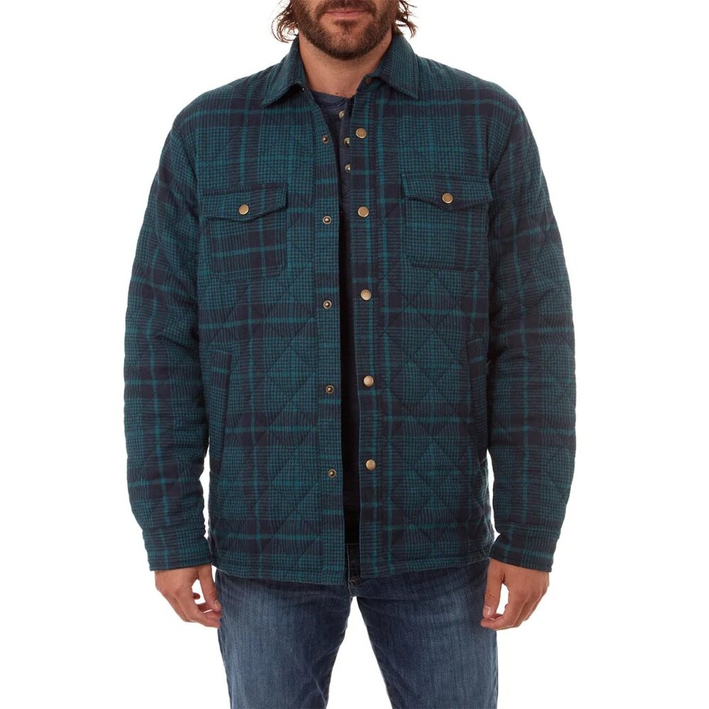 PX Quilted Blue & Green Plaid Flannel Shacket